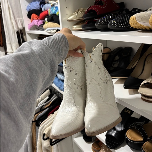 Sam Edelman White Ankle Boots - Picture 2 of 6